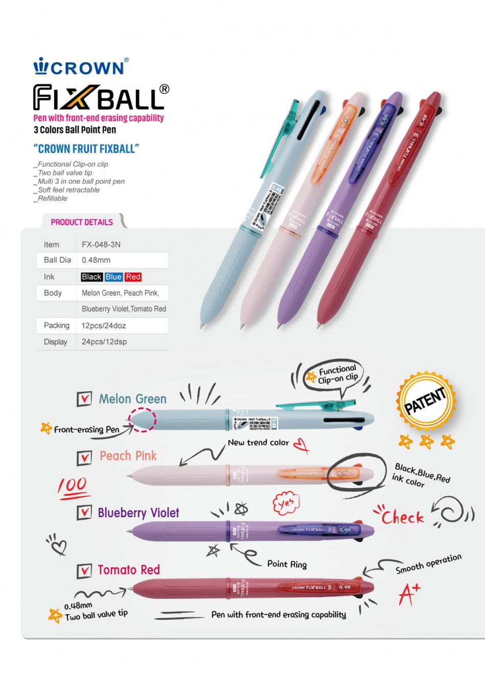 FX0483N > PRODUCT CROWN BALL PEN Co.,Ltd.